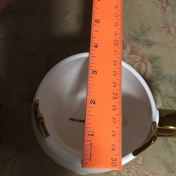 Pinky Up Chloe Kitty Cat Cup Mug Cat White gold ears & handle - Picture 5 of 8